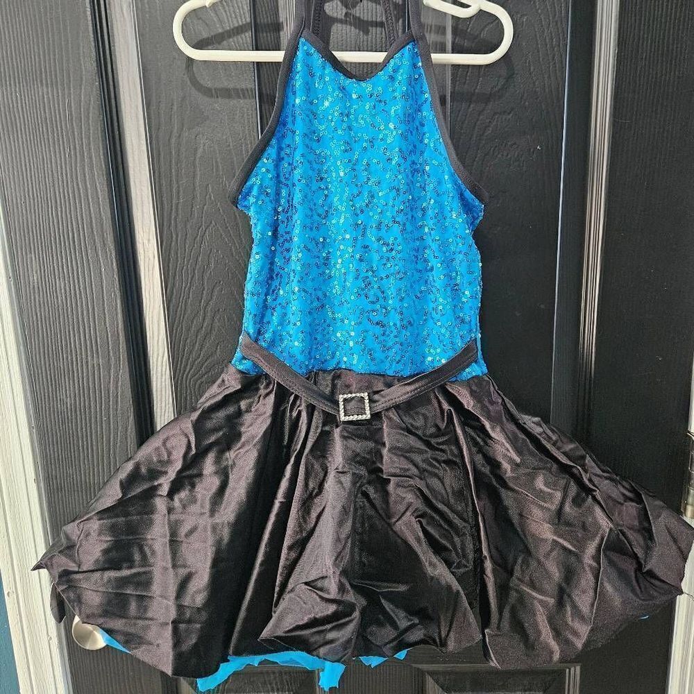 Weissman child medium pre loved black blue dance costume jazz tap solo